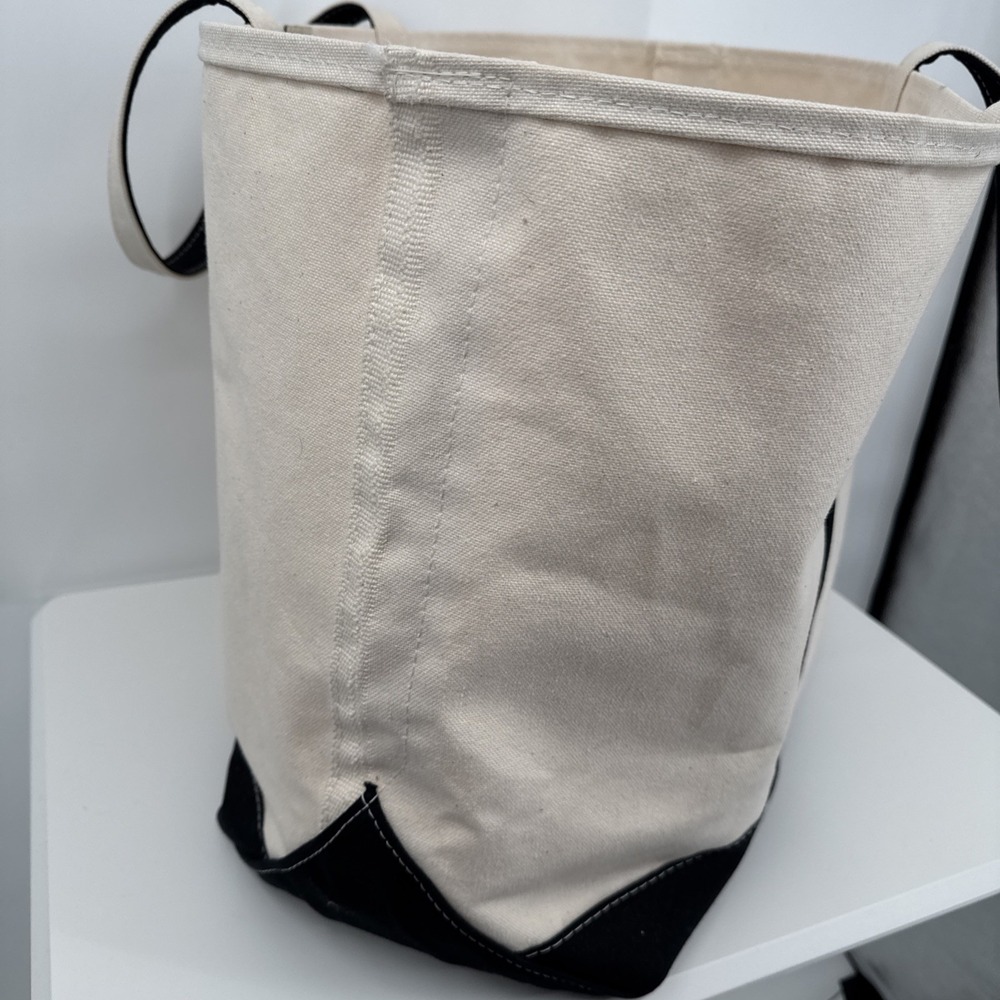Vintage LL Bean Boat and Tote XL Handle Canvas Bag Natural/Black STIFF Classic - Picture 6 of 11